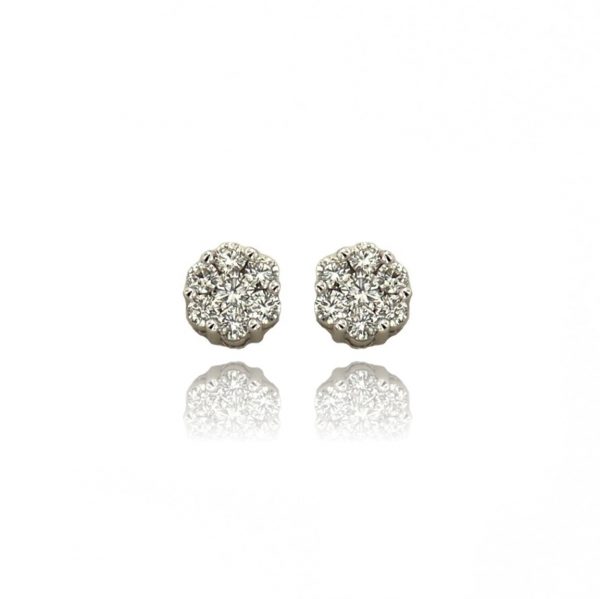Diamond Stud 10k White Gold Earrings - Achiq Designs
